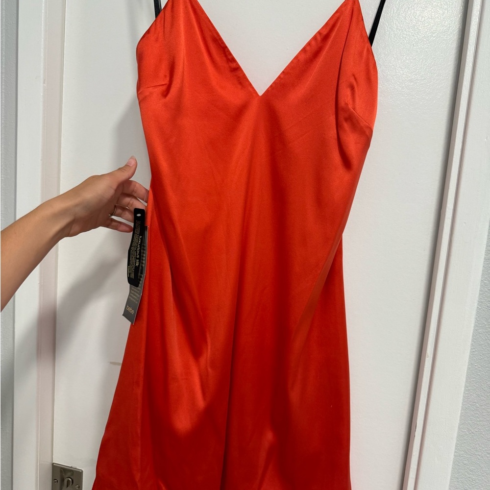 bebe Red Satin Midi Dress